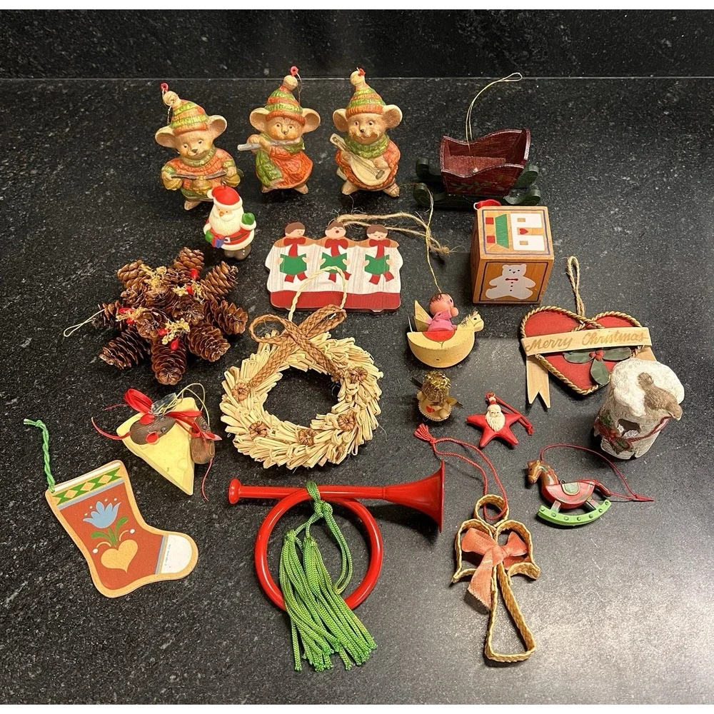Cottagecore Christmas Ornament Lot Angels, Nature, Animals, Santa & More‎
